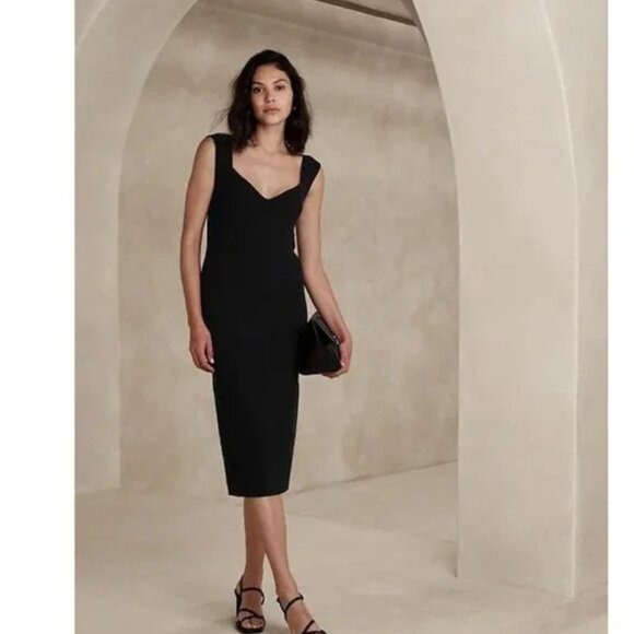 Express Body Contour Black Knit Sleeveless Midi Dress Size M - Picture 1 of 10